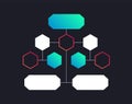 Flow charts infographic. Geometric hierarchy organization scheme. Blank mockup of algorithm with options and levels for