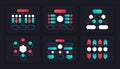 Flow charts infographic. Hierarchy organization block schemes with branches and structure. Vector graphic tree design