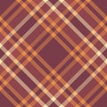 Flow check plaid fabric, stroke background vector texture. Simple tartan seamless textile pattern in red and orange colors Royalty Free Stock Photo