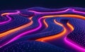 The flow of cyberdata. Blockchain data fields. Cyberspace. The digital generation, electronic field, processed data