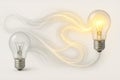 The flow of energy between two light bulbs. Royalty Free Stock Photo