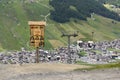 Flow line in bikepark in mountains above Livigno Italy Royalty Free Stock Photo