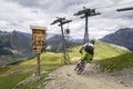 Flow line in bikepark in mountains above Livigno Italy Royalty Free Stock Photo