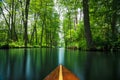 Flow line Spree Forest near Berlin traveled on a wooden paddle boat. Royalty Free Stock Photo