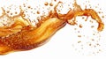 Flow of liquid brown effervescent water in a realist modern illustration of cola, soda or beer. Modern illustration of