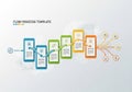 Template illustrates a sequence of information boxes connected by Royalty Free Stock Photo