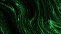 Flow of shiny matrix liquid. Motion. Beautiful streams of green cybernetic fluid. Green shiny matrix-style liquid moves