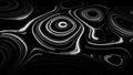 A flow of smooth swirling vortices. Glowing coils of turbulence on a black background. Abstract digital wave