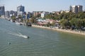 The flow of water in the river Don during a strong wind. Rostov-on-Don Royalty Free Stock Photo