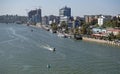 The flow of water in the river Don during a strong wind. Rostov-on-Don Royalty Free Stock Photo