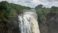 The flow of the Zambezi River collapses into the abyss