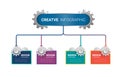Flowchart elements, tree diagram with gears cogwheels Concept. Modern infographic design template