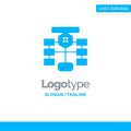Flowchart, Flow, Chart, Data, Database Blue Business Logo Template