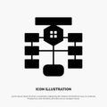 Flowchart, Flow, Chart, Data, Database Solid Black Glyph Icon