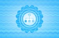 Flowchart icon inside water wave representation style badge