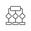 Flowchart, icon in line design. Flowchart, process diagram, workflow, steps, decision-making, process flow, diagram on