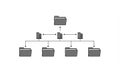 Flowchart illustrating a hierarchical folder structure. A single folder at the top Royalty Free Stock Photo