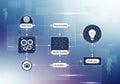 Flowchart illustrating a machine learning pipeline against a blue Royalty Free Stock Photo