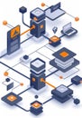 Flowchart, the process of transition from paper to digital document flow. Royalty Free Stock Photo