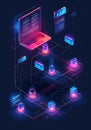Flowchart, the process of transition from paper to digital document flow. Royalty Free Stock Photo