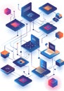 Flowchart, the process of transition from paper to digital document flow. Royalty Free Stock Photo