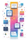 Flowchart, the process of transition from paper to digital document flow. Royalty Free Stock Photo
