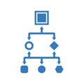 Flowchart, workflow, analytics icon. Blue vector sketch