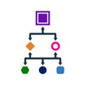 Flowchart, workflow, analytics icon. Simple flat design concept