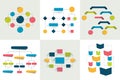 Flowcharts. Set of 6 flow charts schemes, diagrams. Simply color editable. Royalty Free Stock Photo