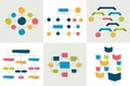 Flowcharts. Set of 6 flow charts schemes, diagrams. Simply color editable.