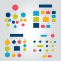 Flowcharts. Set of 6 flow charts schemes, diagrams.