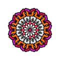 Flower abstract hand drawn colorful mandala for joga classes