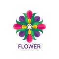 Flower - abstract vector logo template - concept sign. Four colored shapes. Color geometric sign. Star symbol. Design elements Royalty Free Stock Photo