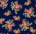 Flower allover pattern and blue background