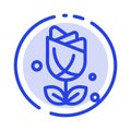 Flower, American, Usa, Plant Blue Dotted Line Line Icon