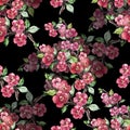 Flower apple bouquet watercolor seamless pattern