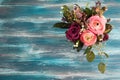 Flower arangement of roses and ranunculus Royalty Free Stock Photo