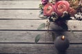 Flower arangement of roses and ranunculus Royalty Free Stock Photo