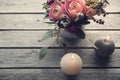 Flower arangement of roses and ranunculus Royalty Free Stock Photo
