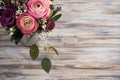 Flower arangement of roses and ranunculus Royalty Free Stock Photo