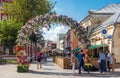 Flower arch on reconstructed Klimentovsky lane in Moscow