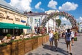 Flower arch on reconstructed Klimentovsky lane in Moscow