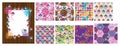 Flower around leaf bird set seamless pattern Royalty Free Stock Photo