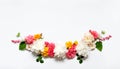 Flower arrangement of Alstroemeria, eustoma, roses, Bleeding heart on a white background