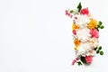 Flower arrangement of Alstroemeria, eustoma, roses, Bleeding heart on a white background