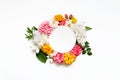 Flower arrangement of Alstroemeria, eustoma, roses, Bleeding heart on a white background