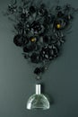 Flower arrangement. Flowers, fragrance, perfume on black Royalty Free Stock Photo