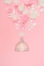 Flower arrangement. Flowers, fragrance, perfume on pink Royalty Free Stock Photo