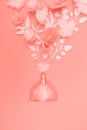 Flower arrangement. Flowers, fragrance, perfume on pink Royalty Free Stock Photo