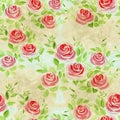 Flower arrangement of roses on a watercolor background. Roses. Seamless background. Collage of flowers and leaves. Royalty Free Stock Photo